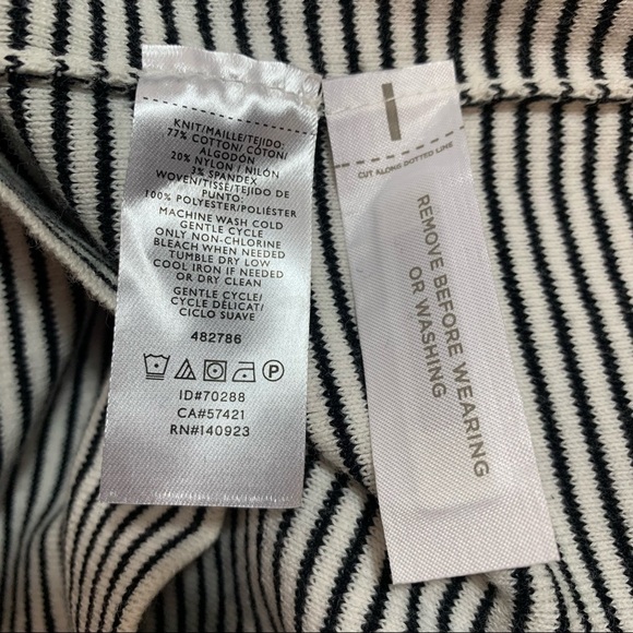 Loft Sweater Top Black Ivory Stripes Ruffle Sleeves - Picture 5 of 10